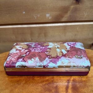 Vintage Floral Jewelry Ring holder Case Organizer with Goldtone Accents